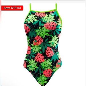 TYR The Finals Women Blossom Foil Swimsuit Wing back Floral - Size 32 New